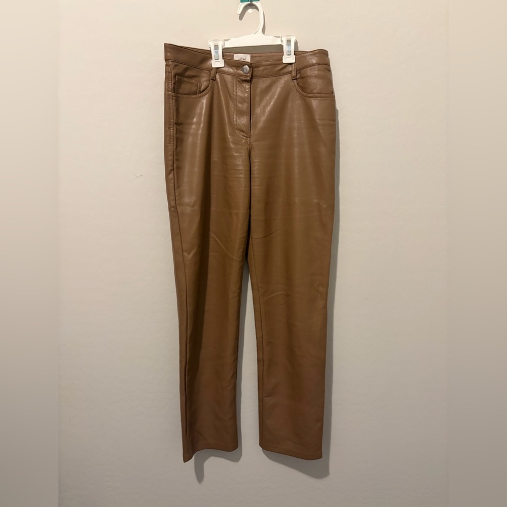 Aritzia Wilfred Faux Leather Pants - Camel